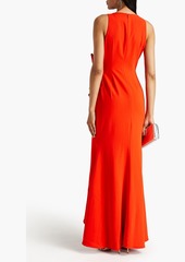 Badgley Mischka - Bow-embellished ruffled crepe gown - Orange - US 2