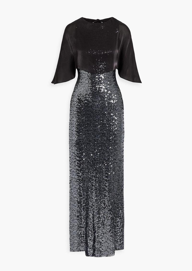 Badgley Mischka - Cape-effect sequined tulle gown - Metallic - US 4