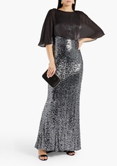 Badgley Mischka - Cape-effect sequined tulle gown - Metallic - US 4