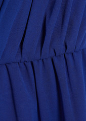 Badgley Mischka - Crossover pleated chiffon wide-leg jumpsuit - Blue - US 4