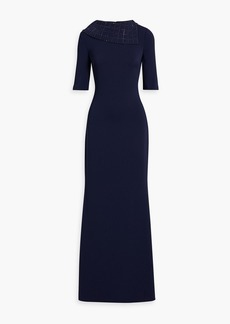 Badgley Mischka - Crystal-embellished crepe gown - Blue - US 2