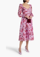 Badgley Mischka - Cutout floral-print chiffon midi dress - Purple - US 4