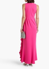 Badgley Mischka - Draped ruffled crepe gown - Pink - US 6