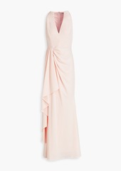 Badgley Mischka - Draped stretch-crepe gown - Pink - US 8