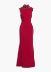 Badgley Mischka - Embellished fluted crepe gown - Red - US 4