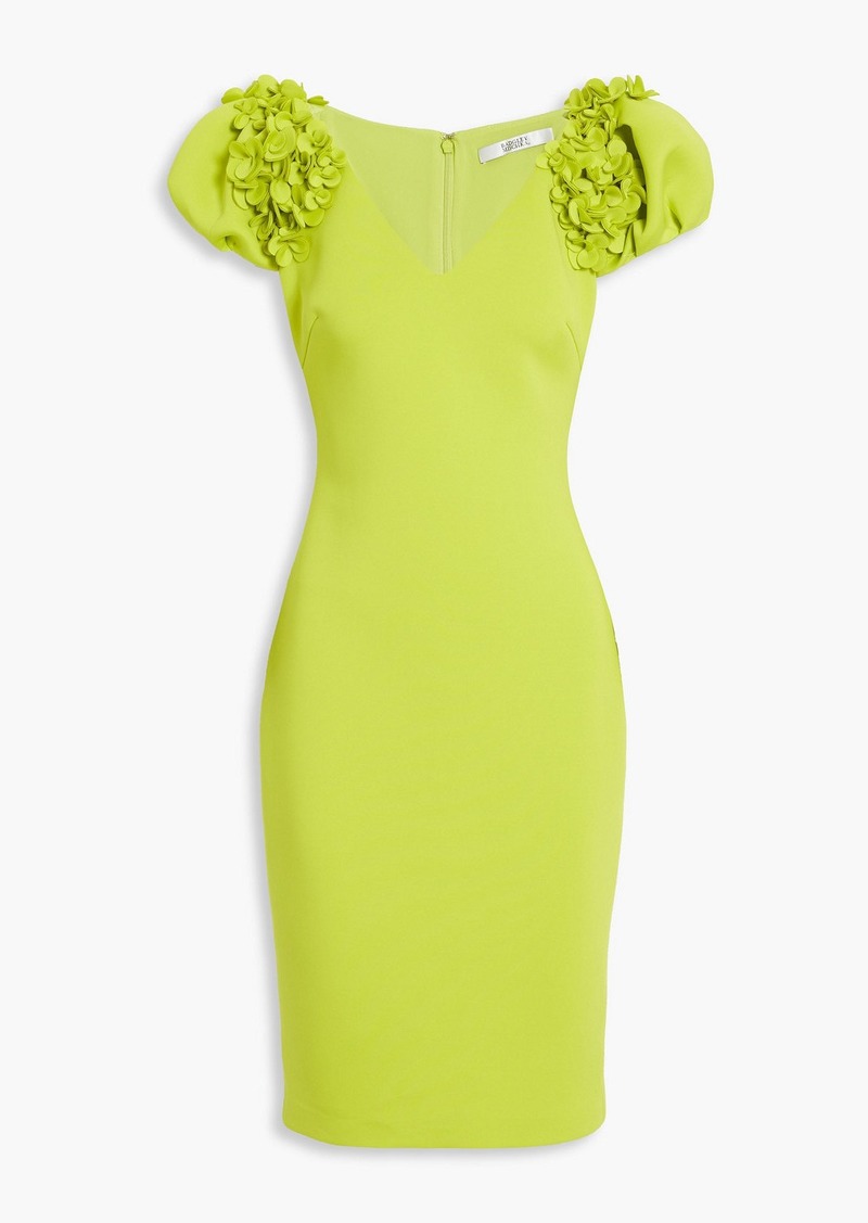 Badgley Mischka - Floral-appliquéd scuba dress - Green - US 2