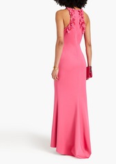 Badgley Mischka - Floral-appliquéd scuba gown - Pink - US 6
