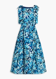 Badgley Mischka - Floral-print satin-twill midi dress - Blue - US 4