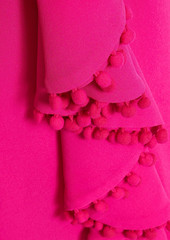 Badgley Mischka - Pompom-trimmed draped crepe gown - Pink - US 6