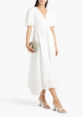 Badgley Mischka - Gathered lace midi dress - White - US 8