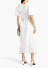 Badgley Mischka - Gathered lace midi dress - White - US 8