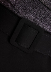 Badgley Mischka - Off-the-shoulder lamé-paneled crepe midi dress - Black - US 2