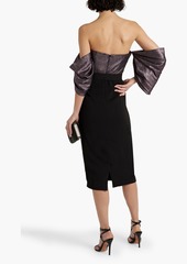 Badgley Mischka - Off-the-shoulder lamé-paneled crepe midi dress - Black - US 2
