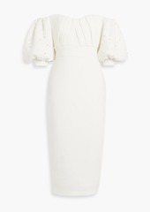 Badgley Mischka - Off-the-shoulder embellished scuba midi dress - White - US 6