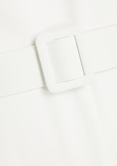 Badgley Mischka - One-shoulder belted crepe wide-leg jumpsuit - White - US 10