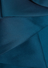 Badgley Mischka - One-shoulder ruffled duchesse satin midi dress - Blue - US 2