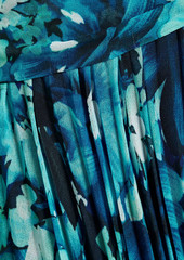 Badgley Mischka - Pleated floral-print chiffon midi dress - Blue - US 8