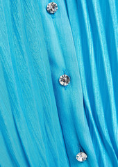 Badgley Mischka - Pleated metallic chiffon midi shirt dress - Blue - US 6
