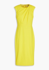 Badgley Mischka - Pleated stretch-crepe dress - Yellow - US 2