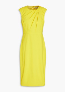 Badgley Mischka - Pleated stretch-crepe dress - Yellow - US 6