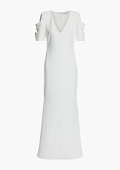 Badgley Mischka - Pleated stretch-crepe gown - White - US 6