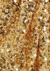 Badgley Mischka - Ruched sequined tulle midi dress - Metallic - US 6