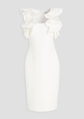 Badgley Mischka - Ruffled scuba dress - White - US 8