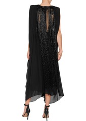 Badgley Mischka - Sequin-embellished fringed silk-tulle gown - Black - US 8