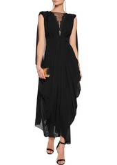 Badgley Mischka - Sequin-embellished fringed silk-tulle gown - Black - US 8