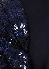 Badgley Mischka - Sequin-embellished tulle-paneled scuba mini dress - Blue - US 6