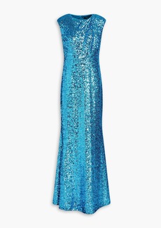 Badgley Mischka - Sequined mesh gown - Blue - US 4
