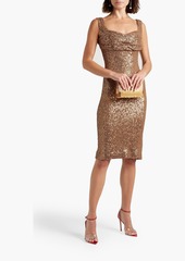 Badgley Mischka - Sequined stretch-tulle dress - Brown - US 6