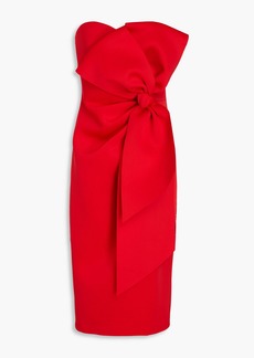 Badgley Mischka - Strapless bow-detailed scuba dress - Red - US 8