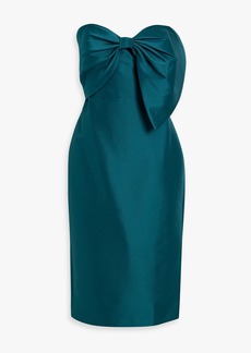 Badgley Mischka - Strapless bow-embellished faille dress - Blue - US 6