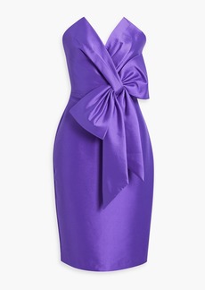 Badgley Mischka - Strapless bow-embellished faille dress - Purple - US 6