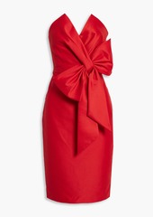 Badgley Mischka - Strapless bow-embellished faille dress - Red - US 4
