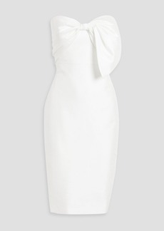 Badgley Mischka - Strapless bow-embellished faille midi dress - White - US 4