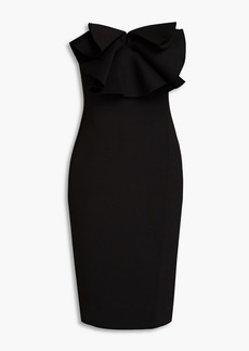 Badgley Mischka - Strapless bow-embellished scuba dress - Black - US 4
