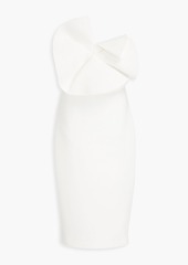 Badgley Mischka - Strapless bow-embellished scuba dress - White - US 8