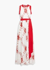 Badgley Mischka - Tiered floral-print chiffon mdii dress - Red - US 4