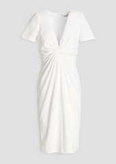 Badgley Mischka - Twist-front stretch-crepe dress - White - US 4