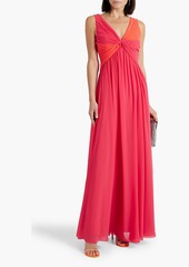 Badgley Mischka - Twisted two-tone chiffon gown - Pink - US 4