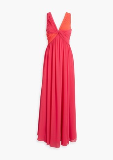 Badgley Mischka - Twisted two-tone chiffon gown - Pink - US 4