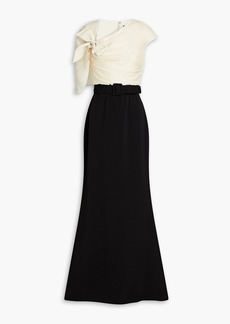Badgley Mischka - Two-tone voile-paneled crepe gown - White - US 8