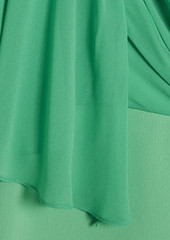 Badgley Mischka - Wrap-effect chiffon-paneled crepe dress - Green - US 4