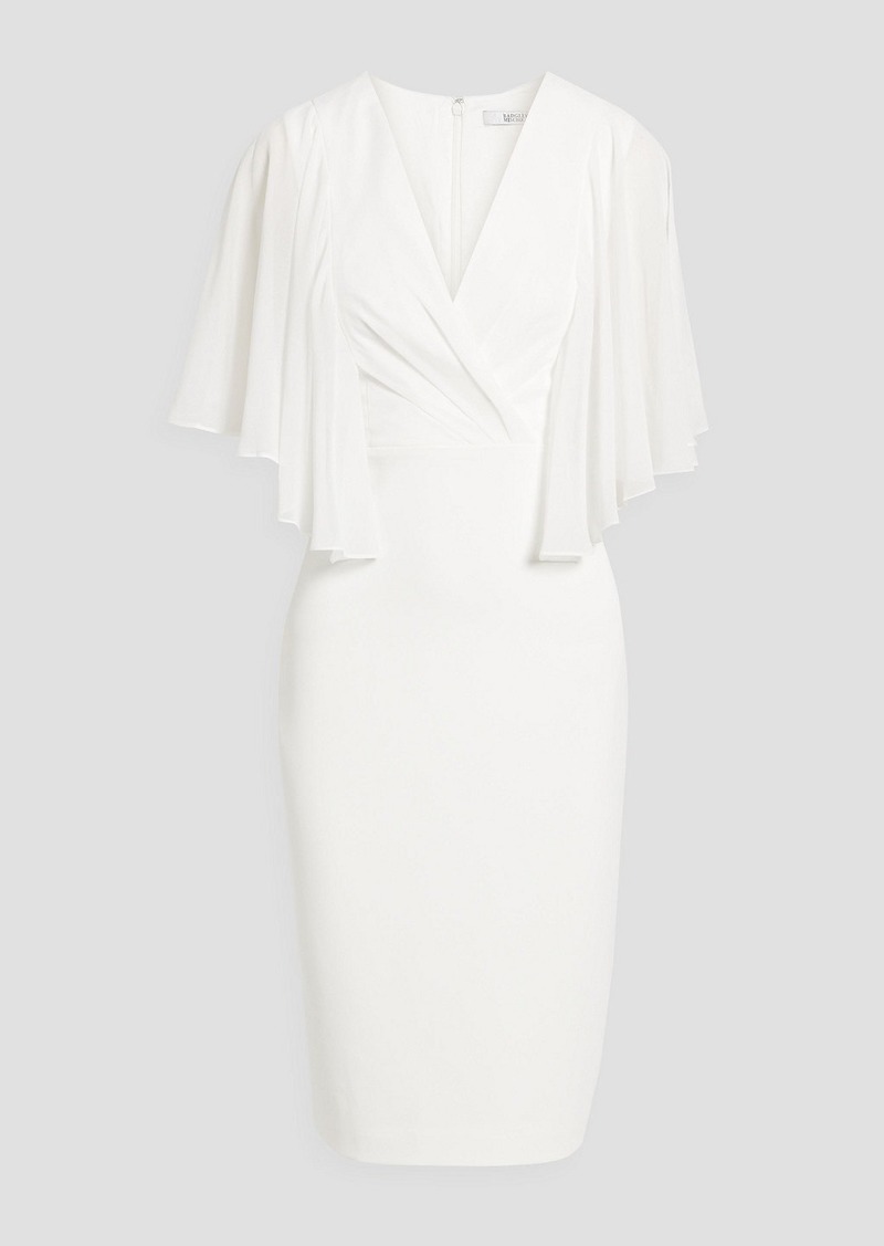 Badgley Mischka - Wrap-effect chiffon-paneled crepe dress - White - US 2