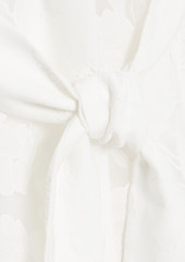 Badgley Mischka - Wrap-effect devoré-organza midi dress - White - US 4