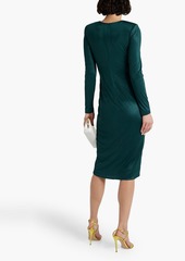 Badgley Mischka - Wrap-effect draped satin-jersey dress - Green - US 6
