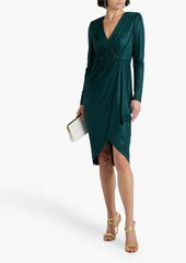 Badgley Mischka - Wrap-effect draped satin-jersey dress - Green - US 2