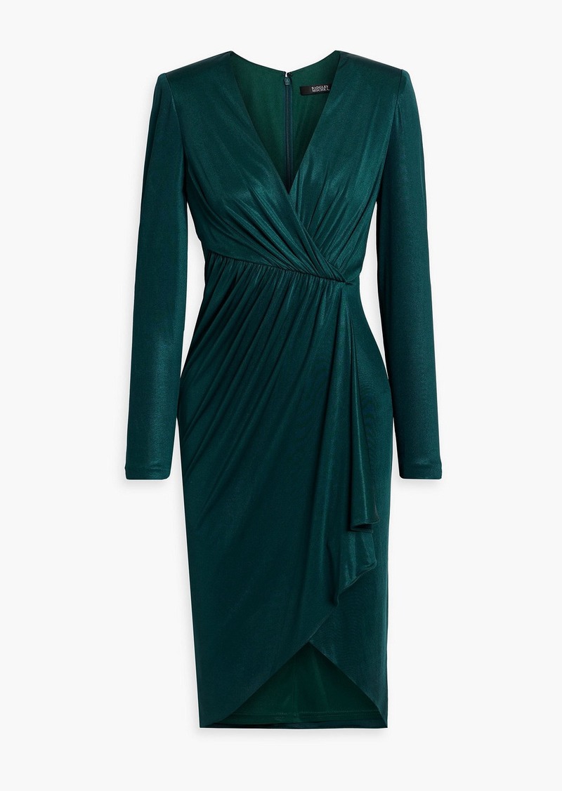 Badgley Mischka - Wrap-effect draped satin-jersey dress - Green - US 4